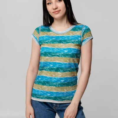 Футболка женская Rayet Lady двусторонняя, голубая с зеленым