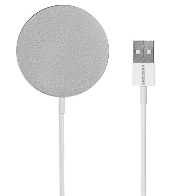 Беспроводное зарядное устройство с магнитами Magmate, серебристое